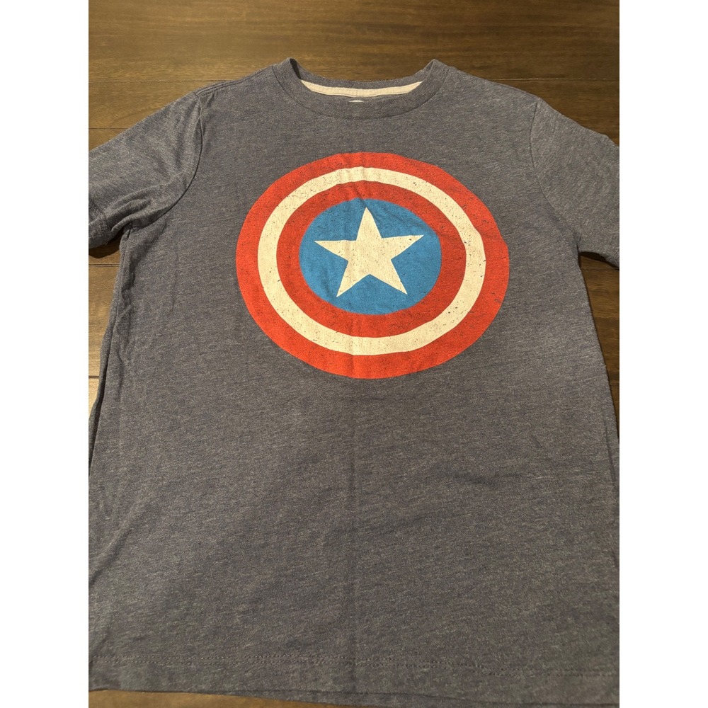 Old Navy Kids Marvel Captain America Shield Graphic Tee Blue Heather M 8